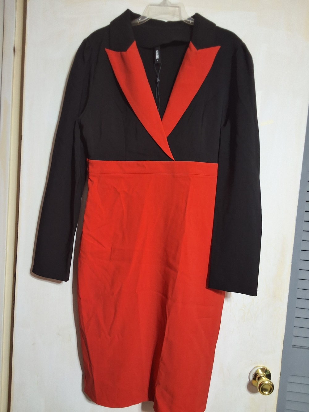 STYLEWE Black and Red Two-Tone Midi Dress